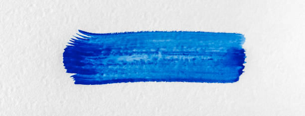 istock Blue paint stroke on a white textured paper 1445831323