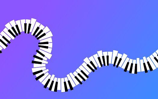 Abstract piano keys music wavy line background design.