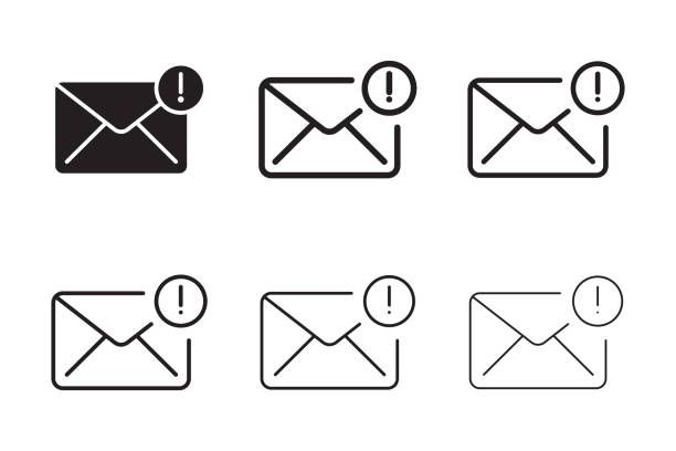 ilustrações, clipart, desenhos animados e ícones de ícone de alerta de e-mail - caixa de entrada de correio eletrónico