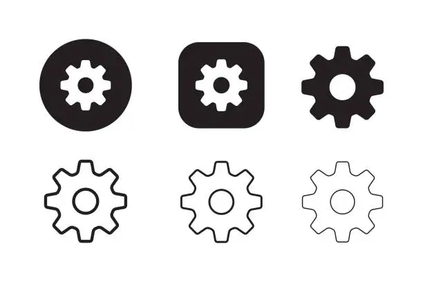 Vector illustration of Setting icon.  Tools, cog, gear sign isolated on white background