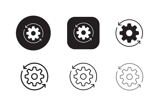 Gears and Rotating arrow icon
