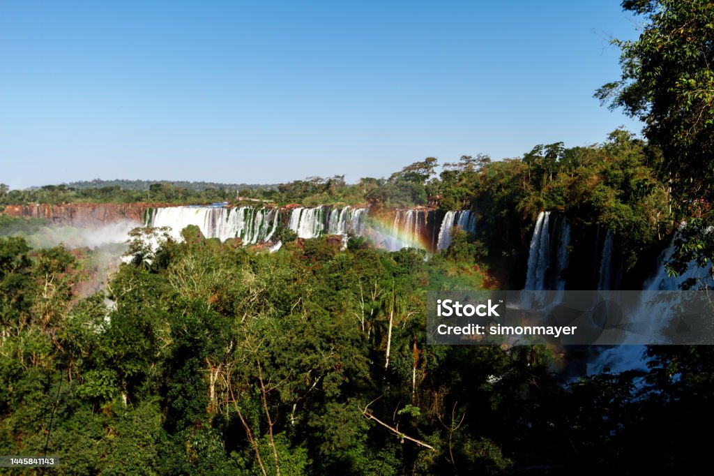 Various waterfalls in Iguazú Falls Adventure Stock Photo