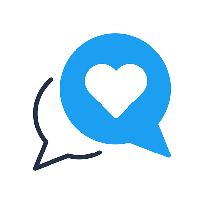 Love heart speech bubble icon