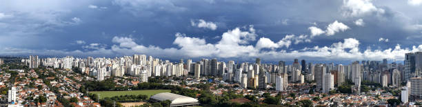 istock Panoramic view of a beautiful sky in cities. 1445843498