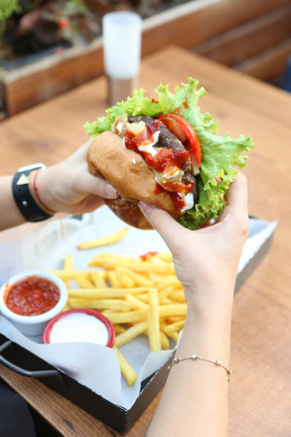 istock Homemade hamburger with fresh vegetables 1445846179