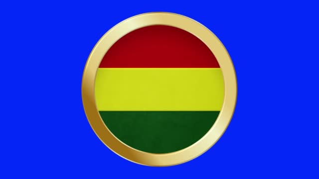 Bolivia Pop-up style in a Golden Metal Ring Circle National Flag Animation Background isolated green Screen Background Loopable Stock Video