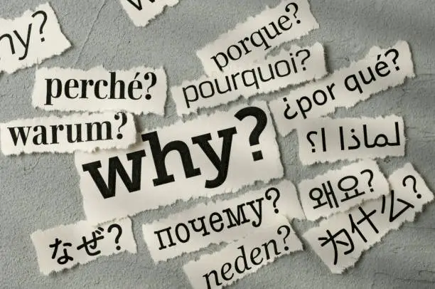 "Why?" word on newspaper headlines (in 12 different languages)