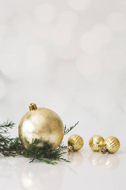 istock Round Gold Ornaments on a White Background 1445859919