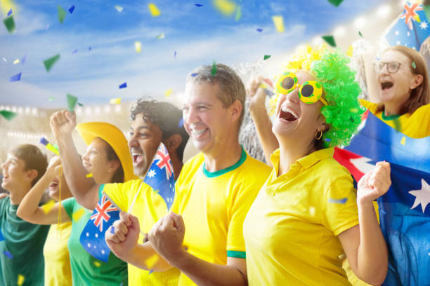 istock Australia fans on stadium. Australian supporters. 1445860829