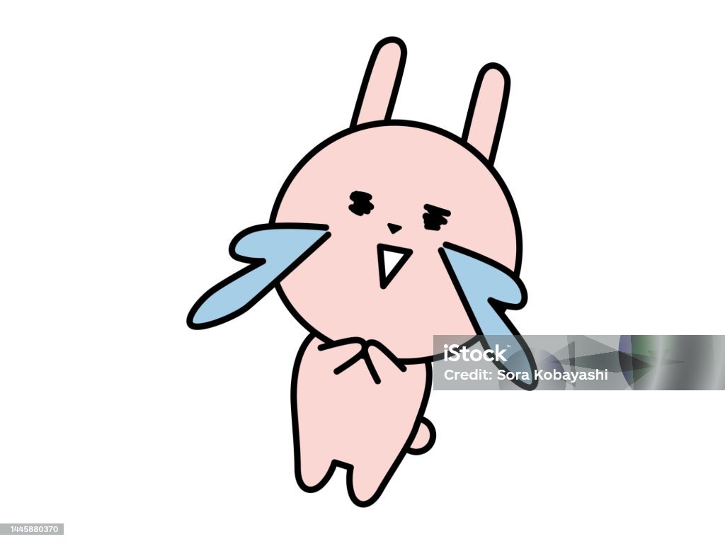 Cute Rabbit Crying A Cute Rabbit Character Cry With Joy Stock Illustration - Download ...