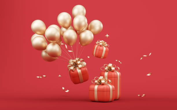 istock Cartoon gift box, festival elements, 3d rendering. 1445881432