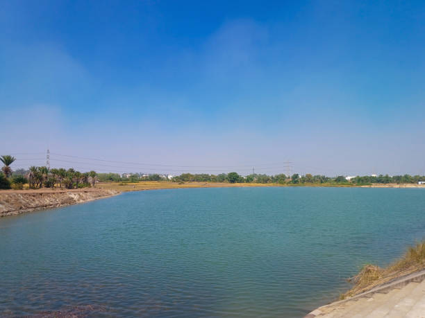 istock Landscape of blue watered lake 1445891084