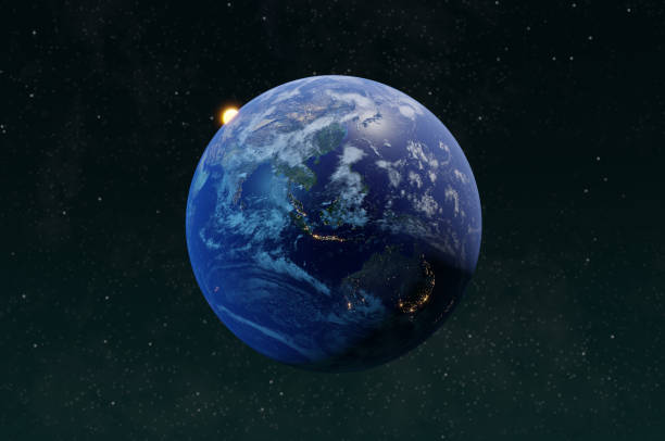 istock City lights on planet. Civilization. 1445900320