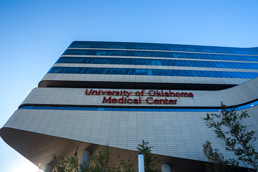 Oklahoma City, Oklahoma, USA - October 20th, 2022: University of Oklahoma Medical Center exterior and signage