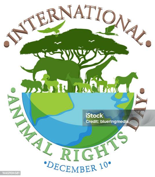 International Animal Rights Day Banner Design Stock Illustration