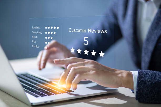 istock Consumers are doing surveys Satisfaction with services. Consumers write reviews of satisfaction with products or services.
Consumers are using laptop to answer surveys. 1445905835