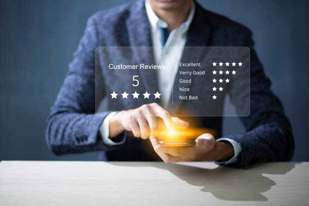 istock Consumers are doing surveys Satisfaction with services. Consumers write reviews of satisfaction with products or services.Consumers are using smartphones to answer surveys. 1445905846