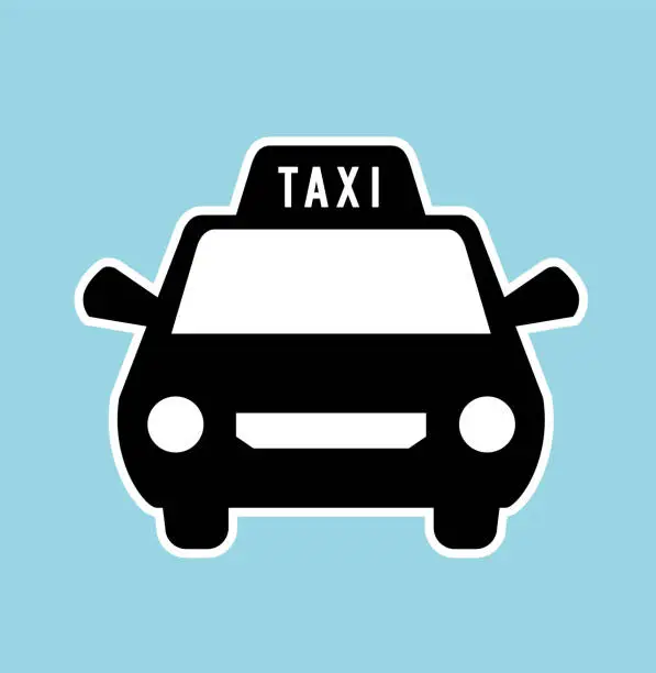 Vector illustration of taxi icon white border