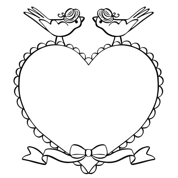Decorative heart frame border line art illustration vector art illustration