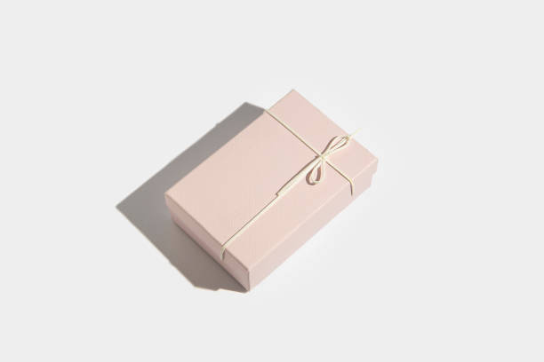 istock Gently pink gift wrapping on a white background. Top view, flat lay 1445908689