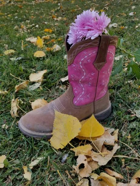 istock Pink Boot in Autumn Leaves 1445909132