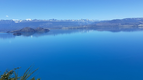 A beautiful landscape view of the General Carerra - Buenos Aires Lake, Patagonia, Chile