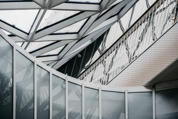 istock Low angle shot of a modern building interior with a glass design 1445923950