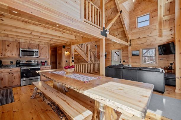 istock Kitchen interior of log cabin in mountains 1445925019