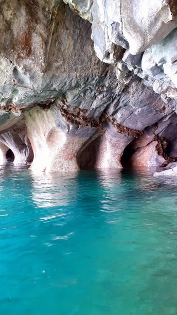 istock Vertical shot of Marble Caves (Catedral de Marmol) in Chile 1445927063