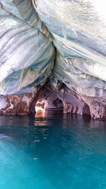 istock Vertical shot of Marble Caves (Catedral de Marmol) in Chile 1445927072