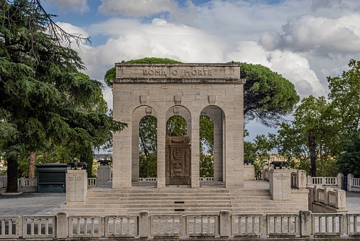 A beautiful shot of Garibaldi Ossuary Mausoleum,a monumental structure located on the Janiculum hill in Rome