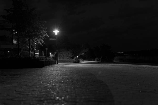 istock dark night black and white street urban 1445929404
