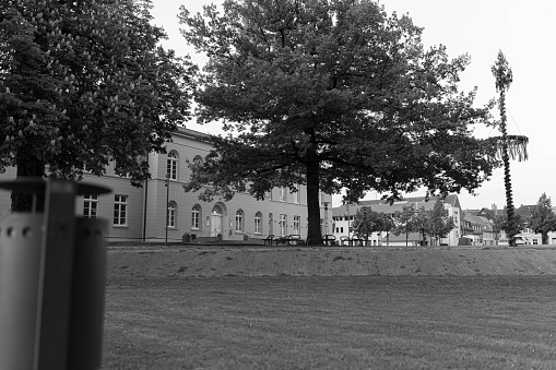 street townhall black and white