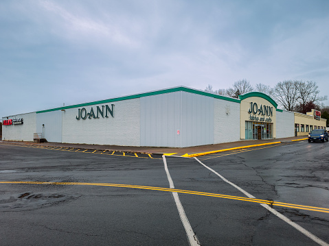 New Hartford, New York - Nov 11, 2022: Landscape Wide View of Joann Fabrics and Crafts.