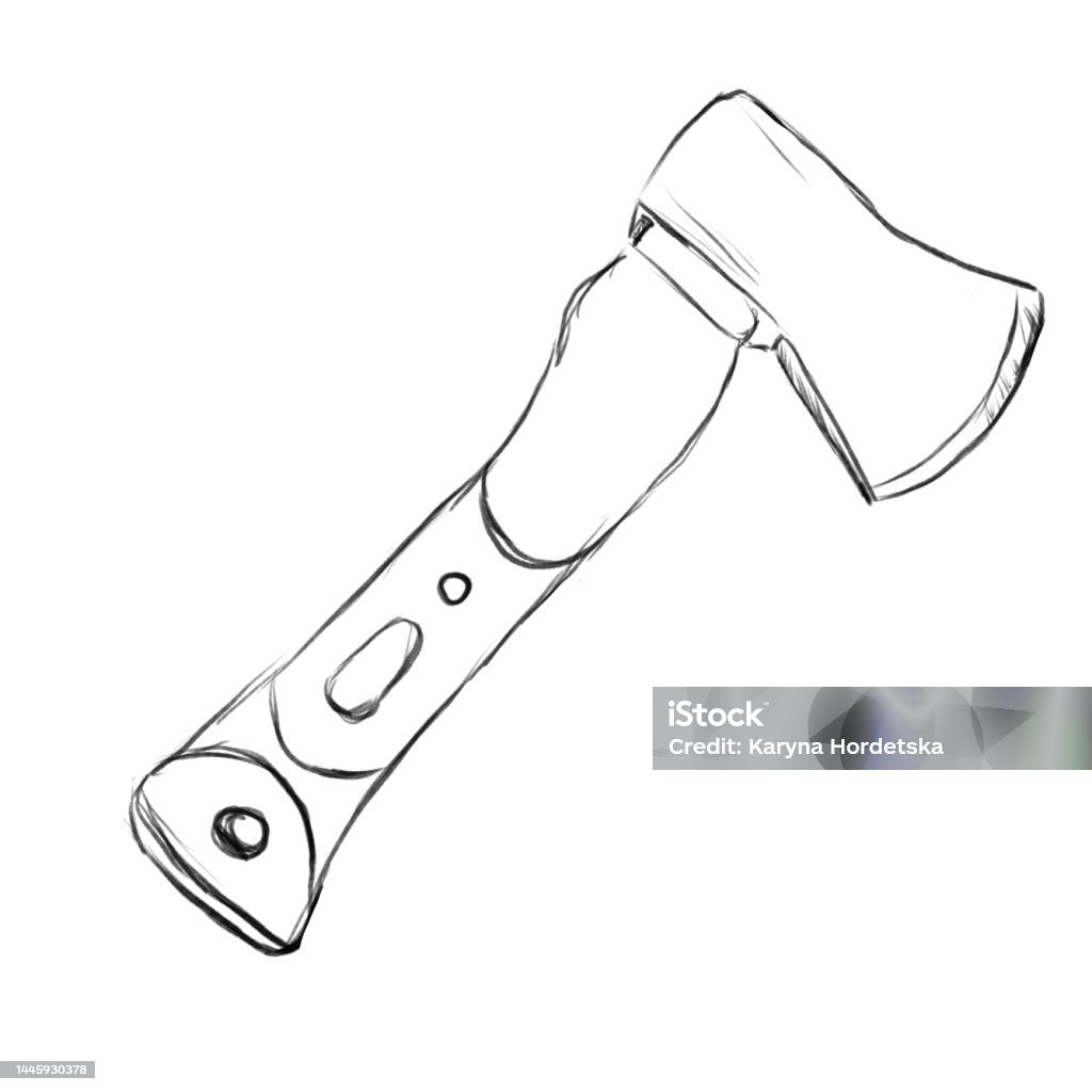 Multi Step Drawing Ax Professional Ax With Rubberized Handle Pencil Sketch Illustration Stock ...