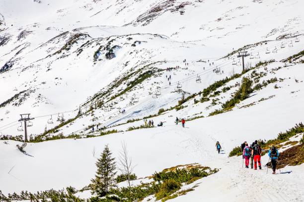 istock Scenery with equipped hikers on a mountain trail 1445931689