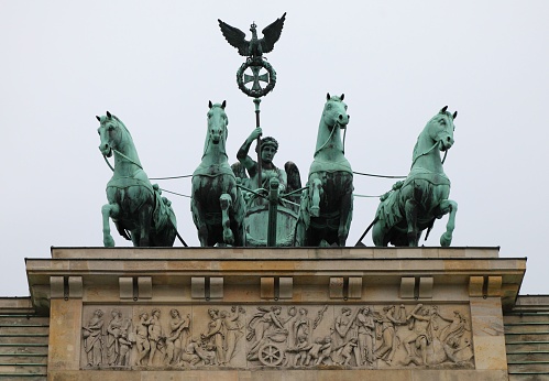 Dyrehaven, Copenhagen, Denmark - September 22th 2022: The horse driven carriages in Dyrehaven is a popular past time for tourists wanting to see the Danish nature. Dyrehaven is a large public deer park north of Copenhagen and is a UNESCO heritage site because its lay out as a royal hunting ground for par force hunting.