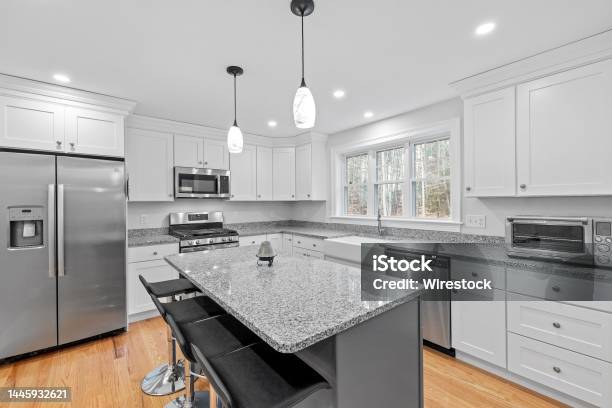 Kitchen Set Inside Interior Of A Kitchen Set With A Dinning Set Stock Photo - Download ...
