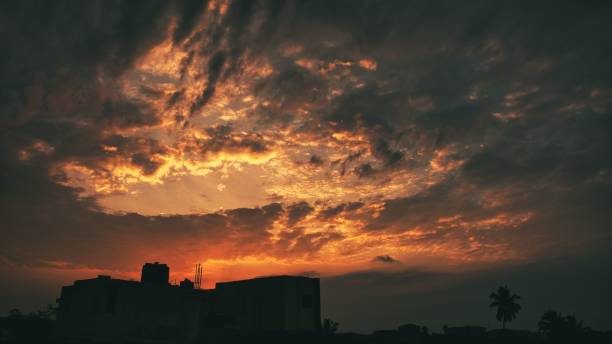 istock Residential building against scenic sunset 1445934639