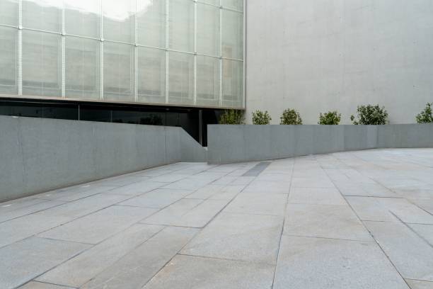 istock Empty ground floor in front of a modern architecture exterior 1445935491