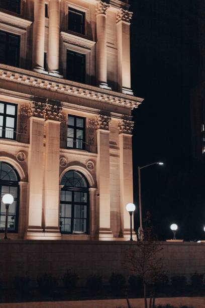 istock Vertical shot of building during nighttime 1445936251