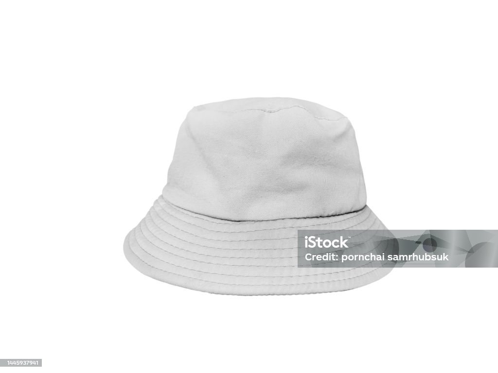 White Bucket Hat Isolated On White Stock Photo - Download Image Now ...