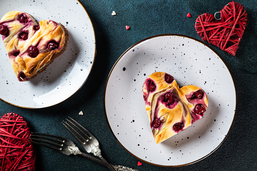 Valentines day dessert. Valentines dessert. Heart shaped cheesecake brownie with cherry. Mothers Day dessert. Fathers day dessert. Womens day cake. Heart cheesecake. Heart cake