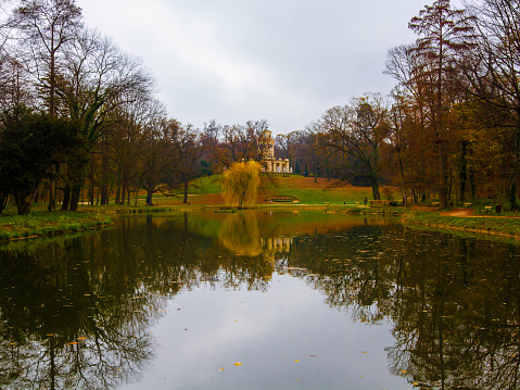 Trees and Sky reflection in the lake. Park Maksimir in Zagreb