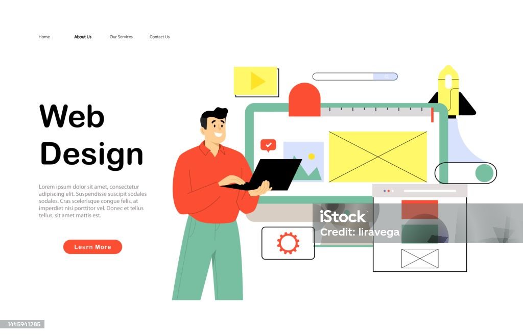 Web Page Design Template For Designing And Programming Vector ...