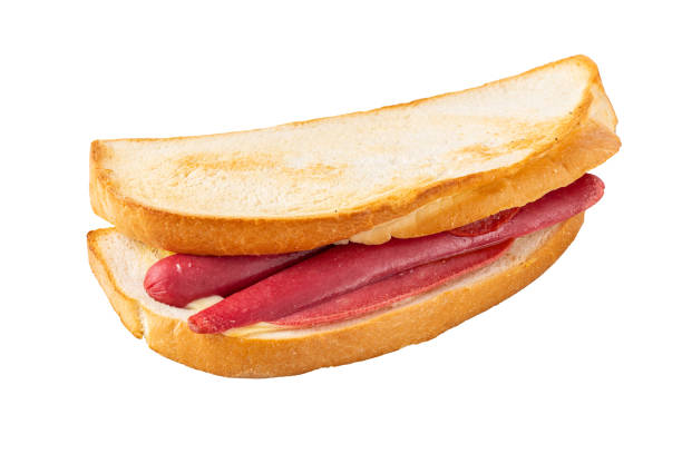 istock Ham, sausage and cheese sandwich on white background 1445941878