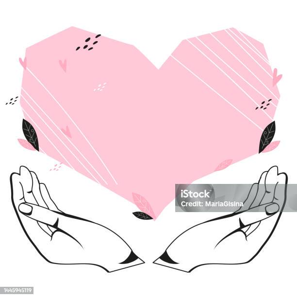 Support Heart Vector Heart In Hands For Charity And Social Support Emblem Or Logo Vector ...
