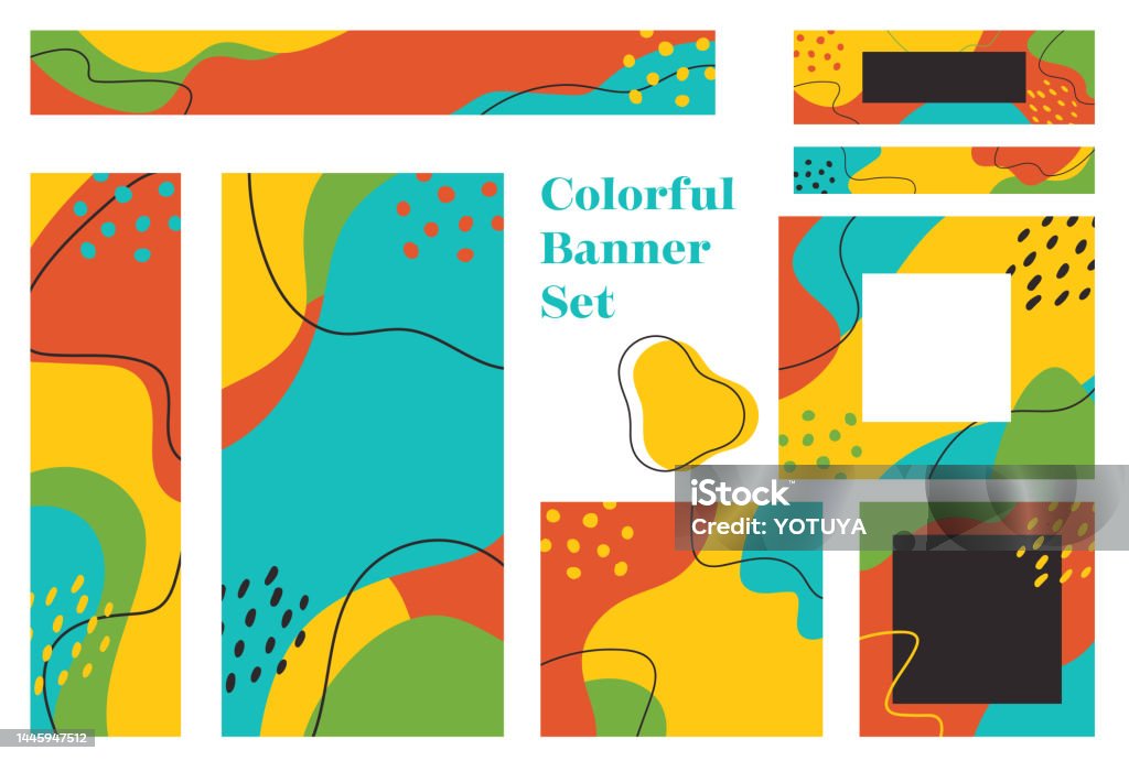 Simple Color Banner Cute And Simple Wave Banner Set Stock Illustration - Download Image Now ...