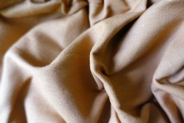 istock Rippled dark brown hemp and cotton fabric 1445947771