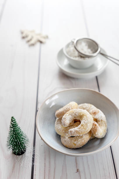 istock Baked vanilla crescents in a bowl 1445950332